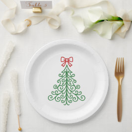 Plato De Papel Árbol simple con Navidades modernos y bajos