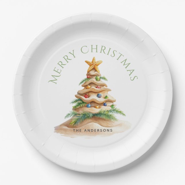 Plato De Papel Árbol tropical de Navidad (Anverso)