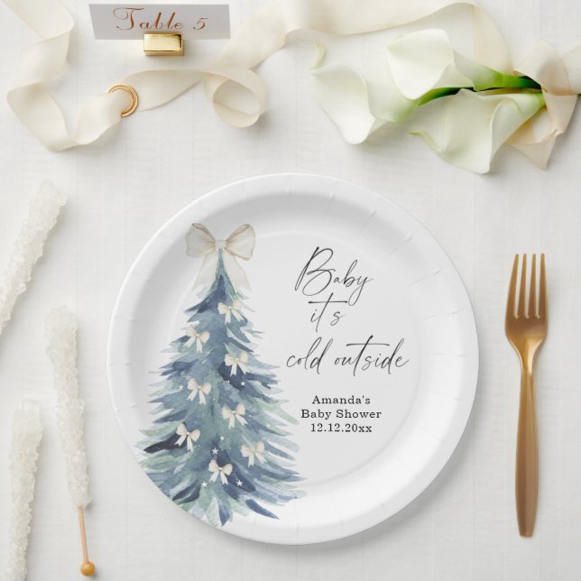 Plato De Papel Árbol verde con arcos Ducha bebé (Boda)