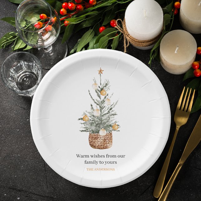 Plato De Papel Árbol verde de los navidades | Feliz Navidad (Subido por el creador)