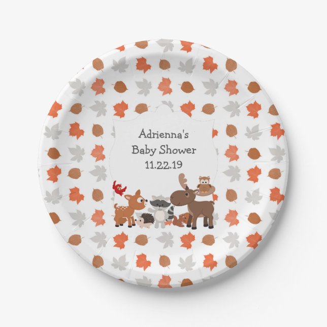 Plato De Papel Arbolado Baby Shower animal/fiesta de cumpleaños (Anverso)