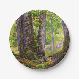 Plato De Papel Árboles de haya en el bosque (bosques) (Paul Ranso