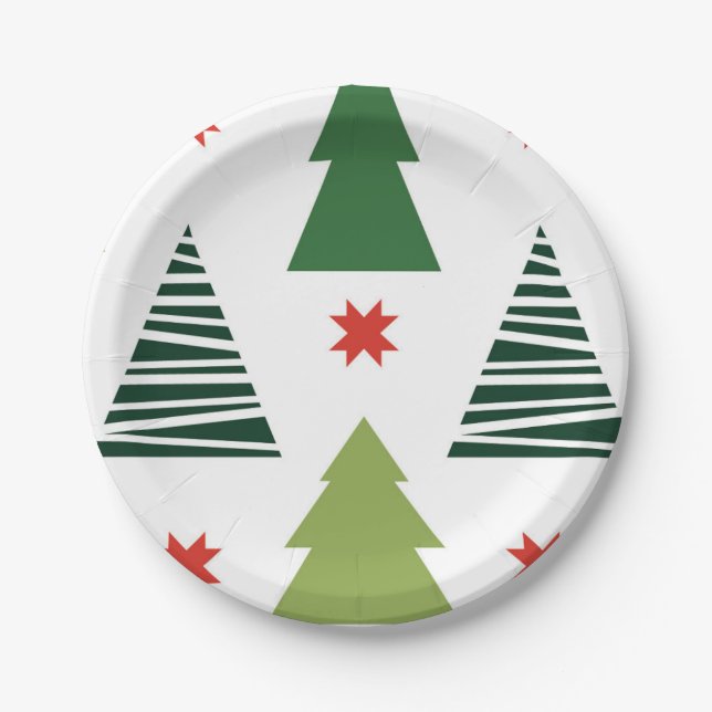 Plato De Papel Árboles de Navidad (Anverso)