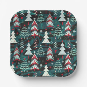Plato De Papel Árboles de Navidad.