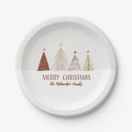 Plato De Papel Árboles de Navidad Festivos y Elegantes para Fiest