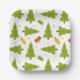 Plato De Papel Árboles de Navidad Regalos Modernos Whimsical Cute