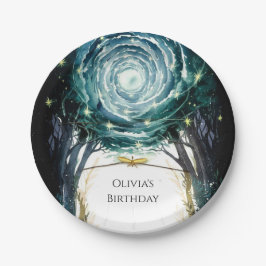 Plato De Papel Árboles del cumpleaños de Magic Woodland