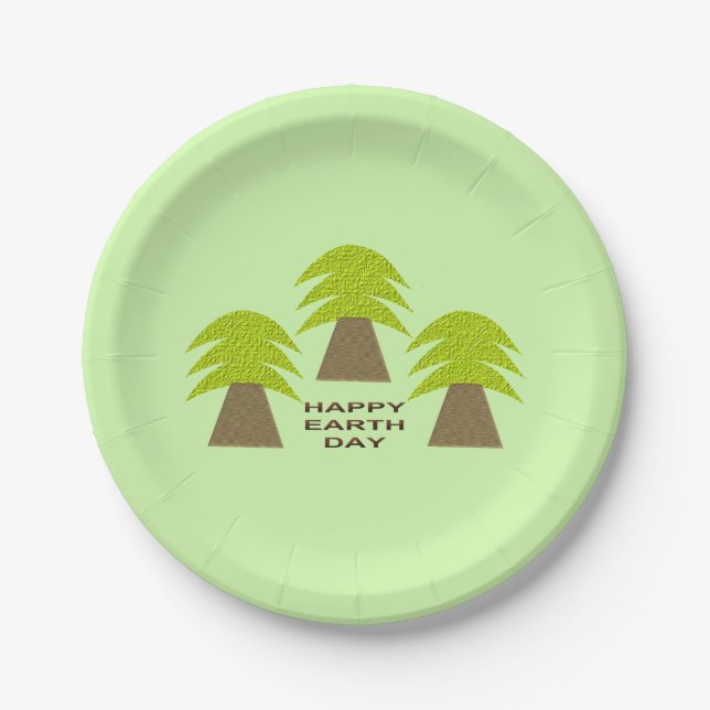 Plato De Papel Árboles del Día de la Tierra (Anverso)