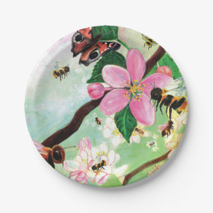 Plato De Papel Árboles florecientes para abejas y otros polinizad