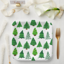 Plato De Papel Árboles navideños festivos