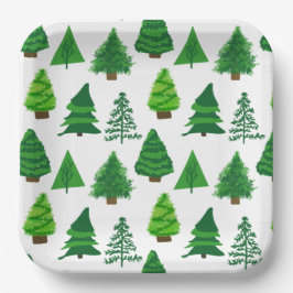 Plato De Papel Árboles navideños festivos