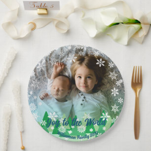 Plato De Papel Árboles navideños: Las nevadas blancas alegran al