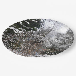 Plato De Papel Árboles nevados