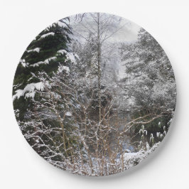 Plato De Papel Árboles nevados
