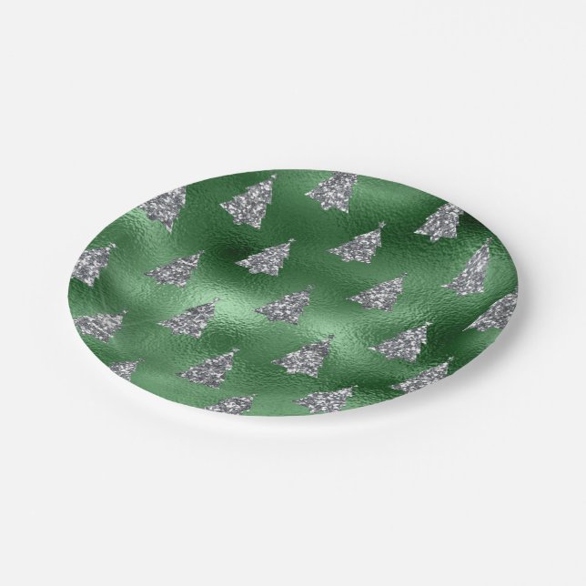 Plato De Papel Árboles plateados festivos (Angular)