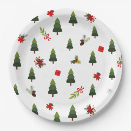 Plato De Papel Árboles y arcos de Navidad