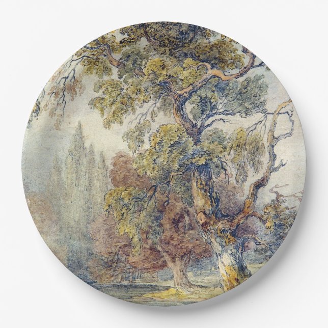 Plato De Papel Árboles y estanques (por John Ruskin) (Anverso)