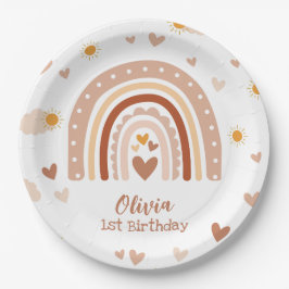 Plato De Papel Arc en ciel boheme - Anniversaire Fille