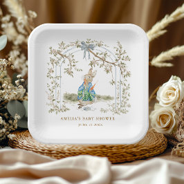 Plato De Papel Arch Beatrix Potter Bunny Floral Baby Shower