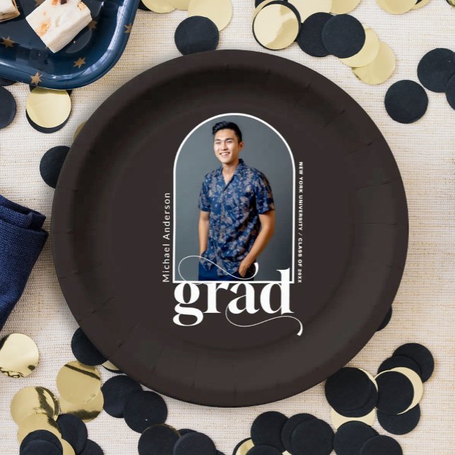 Plato De Papel  Arch Photo Modern Grad Black Graduation Party (Subido por el creador)