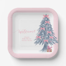 Arco de Navidad de Invierno Rosa Bienvenida a Baby