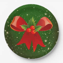 Plato De Papel Arco del navidad con las placas de papel del acebo