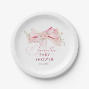 Plato De Papel Arco floral elegante para baby shower de niña