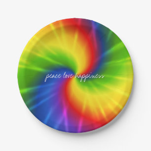 Plato De Papel Arco iris del teñido anudado