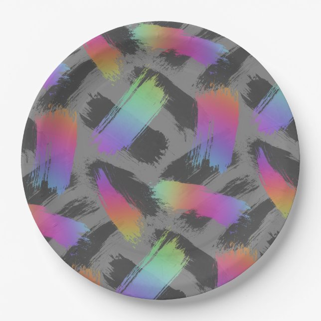 Plato De Papel arco iris retro radical: (Anverso)