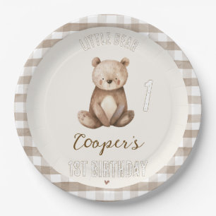 Plato De Papel Arco marrón moderno Nuestro oso primer cumpleaños