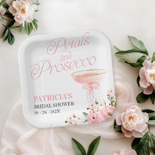 Plato De Papel Arco Rosa Pétalos Florales y Bridal Shower de Pros