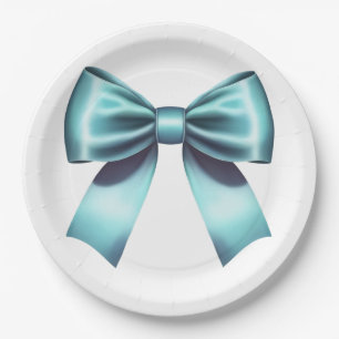 Plato De Papel Arcoíris Azul Turquesa Elegante Boda Fiesta Nupcia