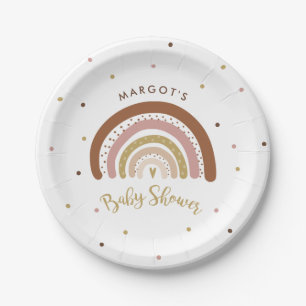 Plato De Papel Arcoiris Baby Shower silenciado pastel arcoiris