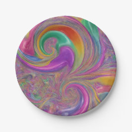 Plato De Papel Arcoiris delgado