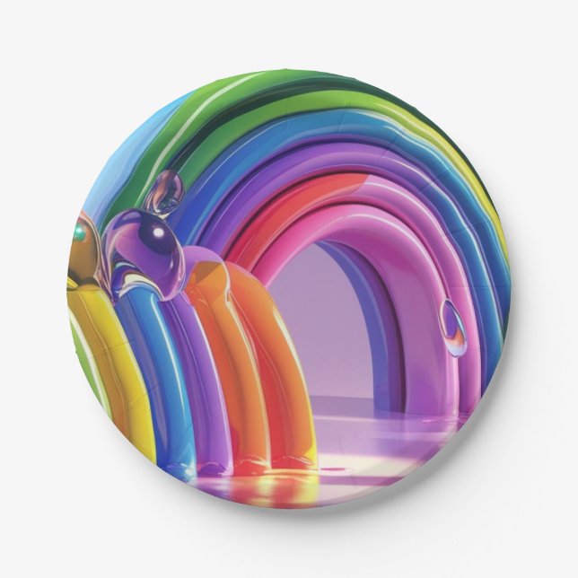 Plato De Papel Arcoiris distorsionados (Anverso)