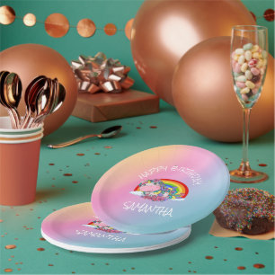 Plato De Papel Arcoiris Fiesta de unicornio