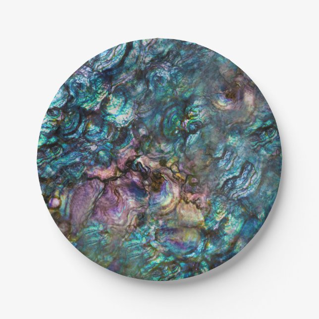Plato De Papel Arcoiris irlandés Abalone Beach Shell (Anverso)