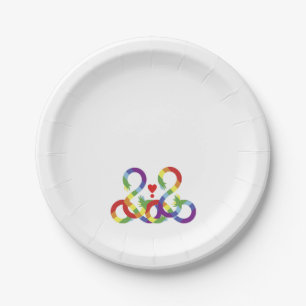 Plato De Papel Arcoiris, manos coloreadas