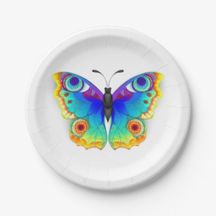 Plato De Papel Arcoiris mariposa Peacock Eye