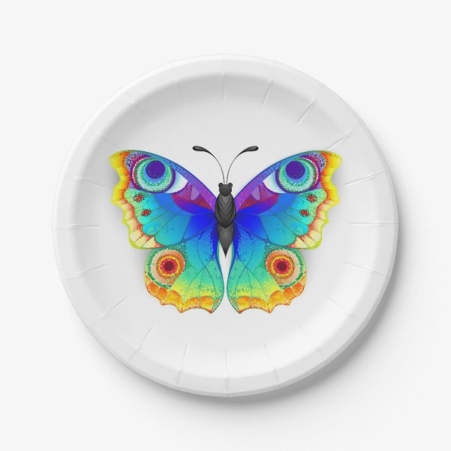 Plato De Papel Arcoiris mariposa Peacock Eye (Anverso)