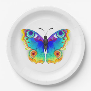 Plato De Papel Arcoiris mariposa Peacock Eye