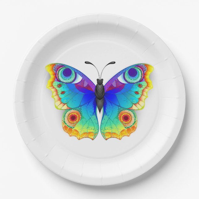 Plato De Papel Arcoiris mariposa Peacock Eye (Anverso)