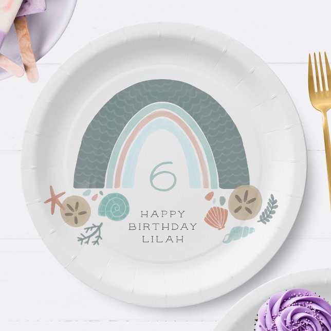 Plato De Papel Arcoiris Náutico Bajo La Fiesta De Cumpleaños Del  (Subido por el creador)