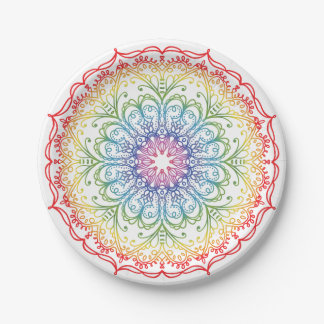 Plato De Papel Arcoíris Ombre Mandala
