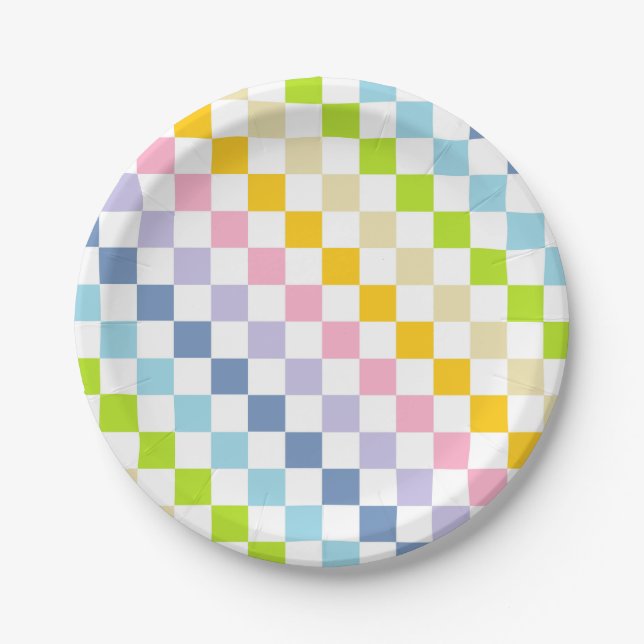 Plato De Papel Arcoiris pastel bajo control (Anverso)