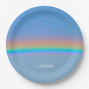 Plato De Papel Arcoiris real natural personalizado