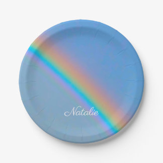 Plato De Papel Arcoiris real natural personalizado