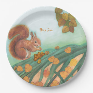 Plato De Papel Ardilla de corte con personalizado de ilustracion 