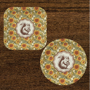 Plato De Papel Ardilla del Girasol de William Morris