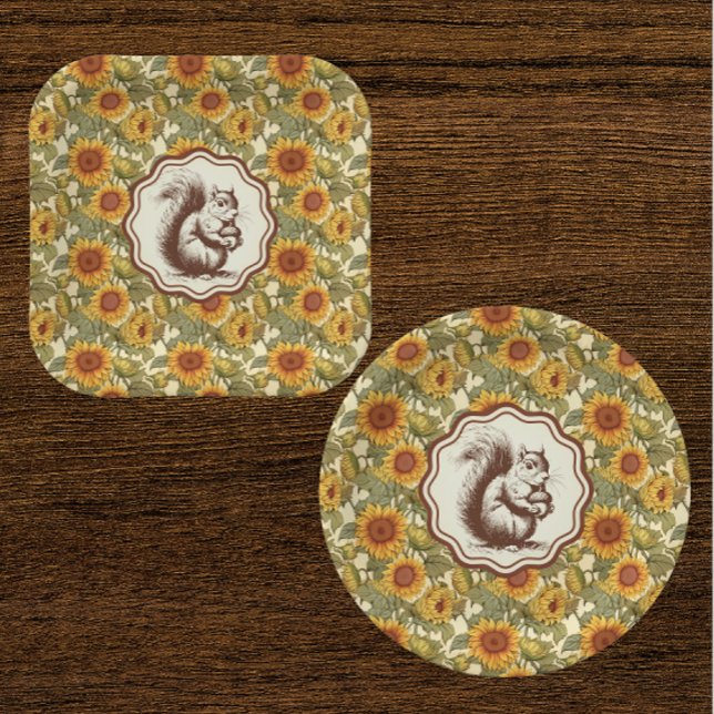 Plato De Papel Ardilla del Girasol de William Morris  (Perfect for a big Thanksgiving dinner!)